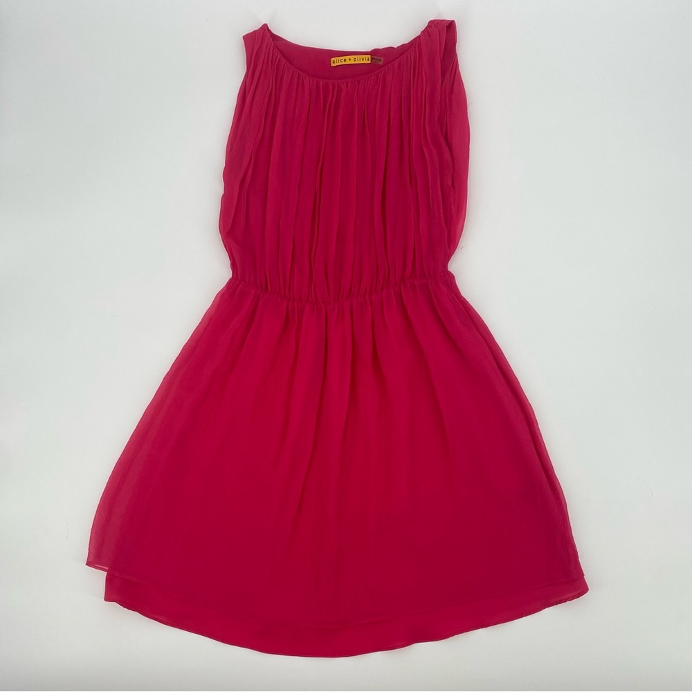 Alice + Olivia Hot Barbie Pink Mini Silk Dress - Picture 10 of 11